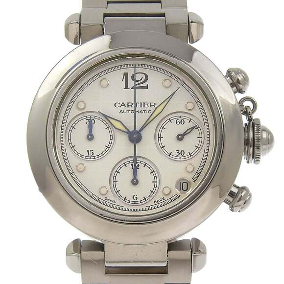 Cartier Pasha C Chronograph Watch Cal. 047 W31039M7 Stainless Steel Autom...
